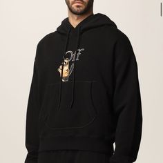 Size Xl. Brand New With Tags And In Bag. Black Hoodie Designer Cotton Sweatshirt For Winter, Luxury Winter Hoodie Sweatshirt, Luxury Cotton Winter Hoodie, Luxury Black Cotton Sweatshirt, Black Hoodie With Logo Detail For Winter, Luxury Streetwear Hoodie With Logo Detail, Luxury Streetwear Hoodie With Ribbed Cuffs, Luxury Hoodie With Drawstring Hood For Streetwear, Luxury Black Sweatshirt For Streetwear