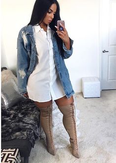 Instagram Baddie, Looks Style, Winter Fashion Outfits, Looks Vintage, Boots Outfit, Winter Looks, Thigh High Boots, Fall Winter Outfits, Look Chic