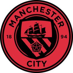 the manchester city crest is shown in black and white, with a ship on it