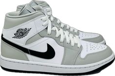 Nike Gray High-top Sneakers With Laces, Nike Gray Mid-top Custom Sneakers, Nike Air Jordan Women, Air Jordan 1 Mid Grey, Air Jordan Women, Jordan 1 Mid Grey, Jordan Women, Red Basketball Shoes, Air Jordans Women