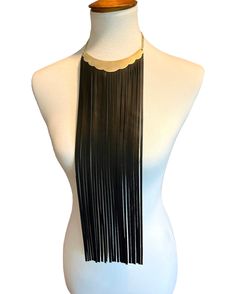 "Using the  finest quality Italian lambskin leather, this is such a beautiful statement piece!  Each tassel has been cut and shaped to make this \"wow\" factor accessory. Guaranteed, this will jazz up any outfit you wear, both for a casual and a more formal look. The necklace measures 18 inches at its longest point and can be made longer or shorter. Custom color options available" Fringe Tassel Necklace For Party, Elegant Fringe Necklace For Festival, Festival Tassel Fringe Necklace, Elegant Leather Fringe Jewelry, Adjustable Tassel Necklace With Fringe For Party, Black Fringe Jewelry For Festival, Elegant Tassel Necklace With Fringe For Party, Chic Tassel Necklace For Party, Elegant Leather Necklace For Festivals