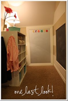 the closet is clean and ready to be used as a child's playroom