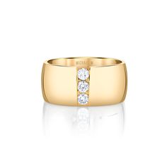 A throwback design made classic and contemporary. The ORB Split Cigar Ring features the timeless ring shape split down the middle with a perfect line of floating diamonds. The perfect addition to your everyday ring stack, this piece is a must have for the fashion forward MM fan! SKU #F523 10mm wide cigar band ring 3pcs 3.0mm G/H SI1 round invisible set diamonds 0.3ctw available in half sizes 4-8, anything outside of this is a special order 14k yellow or white gold Divorce Ring, Wide Gold Ring, Gold Band Wedding Ring, Ring Stacks, Heirloom Rings, Wide Wedding Bands, Shiny Rings, Mens Jewellery, Timeless Ring