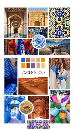 an image of morocco collage with many different colors