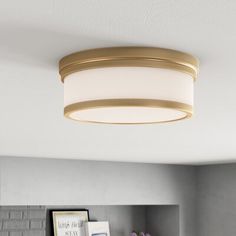 a living room scene with focus on the ceiling light