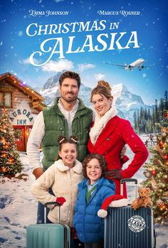 christmas in alaska poster with family and luggage