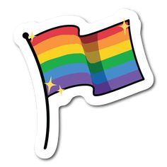 a rainbow flag sticker with stars on the top and bottom half, in white background