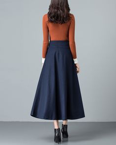 * A high-end long wool skirt with wide hem, very cool. * Made of wool blends, fully lined and with two side pockets. * Fixed waist with wide waistband and side invisible zipper. * Can custom make waist size and skirt length. * Material: Outer-50% wool, 50% polyester; lining-100% polyester * Washing instructions: Dry Clean Only * Size: True to US size, US 0-US 20 are available, you can let us know your usual size and height in your order. * Shipping: Free shipping Processing time : 5-7 Business d Relaxed Fit Wide Leg Winter Skirt, Winter Wide Leg Maxi Skirt, Winter Midi Maxi Skirt In Relaxed Fit, Flowy Full Maxi Skirt For Fall, Fall Wide-leg Lined Skirt, Fall Wide Leg Lined Skirt, Fall Solid Color Full Maxi Skirt, Lined Long Maxi Skirt For Fall, Flowy Maxi Skirt For Winter