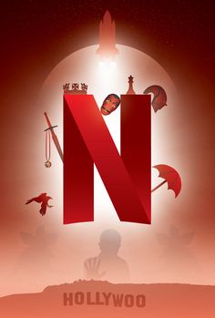 the letter n is made up of different objects and letters, including an image of a knight