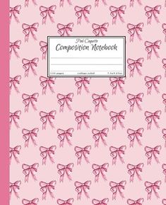 Amazon.com: Pink Coquette Composition Notebook: Cute Girly Pink Bows Notebook, Coquette Aesthetic, College Ruled: Publishing, Lyra Starling: Books Pink Composition Notebook, Aesthetic College, Notebook Cute, Wattpad Book, Wattpad Book Covers, Notebook Cover Design, Book Cover Template, Digital Notebook, Pink Coquette