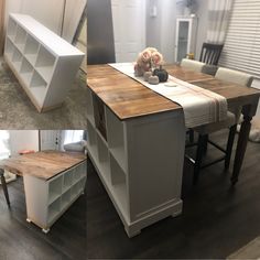 the kitchen island is built into the floor