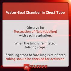 a red and white sign that says water - seal chamber in chest tube