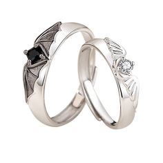 PRICES MAY VARY. DESIGN -- This gothic couples rings is designed by angel and devil wings. The opening of the ring is adjustable. The white symbolizes the angel and the black symbolizes the devil. ADJUSTABLE SIZE --- Devil and angel couple rings has an adjustable function, Fairly easy to resize,Very flexible, easy to put on or take off, suitable for most people to wear. MATERIAL --- Copper+zircon. Angel and devil rings are made of high-quality copper material. The copper material is easy to adju Adjustable Wedding Rings, Vintage Wedding Rings Sets His And Hers, Cool Promise Rings, Emo Wedding Rings, Masc Ring, Promise Rings For Couples Matching Set, Matching Promise Rings Couple, Promise Rings For Her Girlfriends, Matching Rings Aesthetic