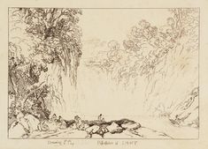 an image of a drawing of people in the woods