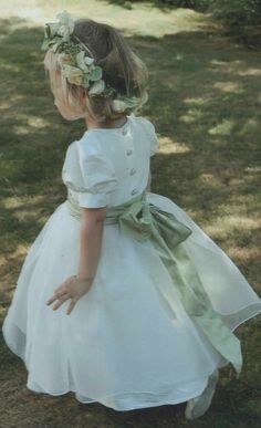 Flowergirls Dress Sage Green, Garden Wedding Flower Girl, Flower Girl Aesthetic Wedding, Sage Dresses Bridesmaid, Green Flower Girl Dresses, Full Gathered Skirt, Green Themed Wedding, Dream Wedding Decorations, Sage Wedding