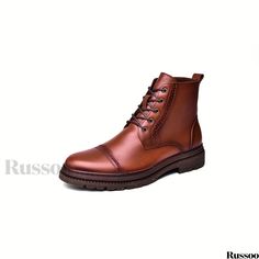 Russoo - Mens Cap Toe Brogue Dress Boots: Versatile Derby Shoes for Casual Lace-up Style and Comfortable Walking Casual Wingtip Lace-up Boots For Work, Casual Wingtip Lace-up Boots For Fall, Casual Brogue Lace-up Boots For Winter, Casual Lace-up Boots With Brogue Detailing For Winter, Casual Brown Business Lace-up Boots, Casual Brown Lace-up Boots For Business, Casual Lace-up Boots With Brogue Detailing For Fall, Casual Wingtip Lace-up Boots For Business, Casual Brown Boots With Brogue Detailing