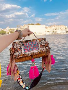 Navratri Bags, Handmade Bags For Navratri, Navratri Purse, Bollywood Style Embroidered Potli Bag For Navratri, Bohemian Zari Work Potli Bag For Navratri, Bohemian Bags For Navratri Festival, Wedding Gifts Indian, Bohemian Style Bag, Crafted Bag