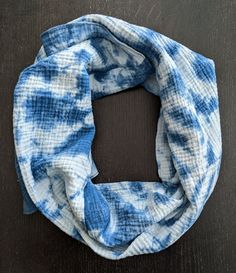 "Indigo-dyed cotton bubble gauze scarf. So soft and cozy! 10\" wide and 46.5\" long, this naturally dyed scarf is a great length, not too much, and just enough to keep you cozy.  Hand wash cold, ph neutral soap. Line dry." Bohemian Hand Dyed Cotton Scarves, Bohemian Hand-dyed Cotton Scarves, Bohemian Hand Dyed Cotton Scarf, Great Lengths, Cotton Scarf, Naturally Dyed, Too Much, Scarf Wrap, Scarf Accessory