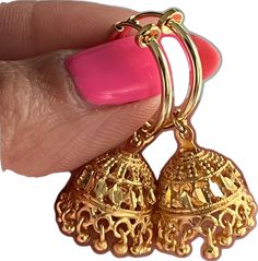 Drop Clip-on Earrings With Latkans, Traditional Chandbali Clip-on Earrings, Traditional Festival Clip-on Earrings, Gold Chandbali Clip-on Earrings, Traditional Clip-on Earrings, Gold Dangle Clip-on Earrings With Latkans, Wedding Clip-on Earrings With Latkans, Small Jhumka, Nov 2