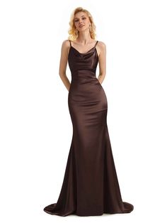 chocolate Bridesmaid Dresses Uk, Mermaid Bridesmaid, Prom Dresses Long Mermaid, Dress With Pleats, Mermaid Bridesmaid Dresses, Bridesmaid Dresses Online, Custom Size Dresses, Satin Bridesmaid Dresses, Mermaid Style