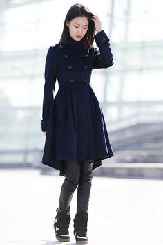 Blue coat winter coat coats jacket wool coat womens Winter Long Sleeve Solid Color Wool Coat, Solid Color Wool Coat For Winter, Solid Color Long Wool Coat For Fall, Fitted Winter Peacoat, Fitted Long Sleeve Winter Peacoat, Fitted Long Peacoat For Winter, Fitted Long Sleeve Peacoat For Winter, Navy Long Sleeve Winter Peacoat, Fitted Long Wool Coat In Solid Color