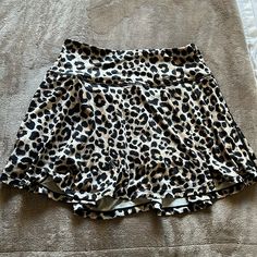 New With Tag Brown Stretch Mini Length Bottoms, Stretch Brown Mini Length Bottoms, Casual Leopard Print Mini Bottoms, Casual Brown Short Skort, Leopard Print Stretch Mini Skirt, Jaguar Print, Shorts Skirt, Print Skirt, Shorts Athletic