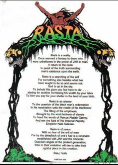 a poster with an image of a man standing under a tree and the words rassta above it