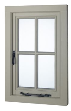 an open window on the side of a white wall with bars and handles in front of it