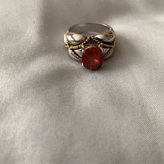 Bnwt - Sweet And Sassy Red Ruby Gemstone Ring In A Beautiful High 4 Prong Silver Tone & Braided Gold Setting. Size 6. Sold As Listed. Please See All Photos For Full Description. Vx20 Elegant Red Metal Rings, Bohemian Round Ruby Gemstone Ring, Red Ruby Oval Cabochon Ring In 14k Gold, Red Cabochon Ruby Ring In 14k Gold, Classic Red Ruby Ring, Oval Cabochon, Sterling Silver Ruby Ring, Oval Cabochon For Formal Events, White Topaz Engagement Ring, Criss Cross Ring, Diamond Heart Ring