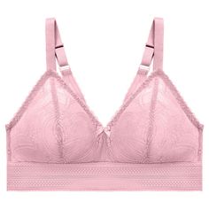 This bralette was designed with fit in mind. With 2-piece triangle cups, adjustable stretch straps, and a secure back closure, this lacey bralette is all about relaxed, wireless support — and it’s beautiful, too. Feminine Nursing Bra With Lace Closure, Feminine Lace Nursing Bra With Lace Closure, Triangle Top Bra With Lace Closure, Pink Lace Bra With Adjustable Straps, Feminine Triangle Top Bra With Delicate Lace, Lace Push-up Nursing Bra With Adjustable Straps, Feminine Nursing Bra With Removable Pads, Shipt Shopper, Bra Straps