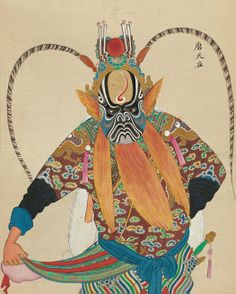 Chinese, Qing dynasty (1644–1911), leaf from Album of 100 Portraits of Personages from Chinese Opera, 19th century, Album of 50 double leaves; ink, color, and gilt on silk. Courtesy The Metropolitan Museum of Art. China Art