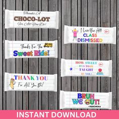 Teacher Chocolate Bar Wrapper Bundle, Teacher Appreciation Candy Wrapper, Bus Driver Gift, Student Treat Candy Bar Teacher Appreciation, Student Treats, Teacher Gift Printables, Bus Driver Gifts, Chocolate Labels, Staff Appreciation Gifts, Chocolate Wrapping, Chocolate Bar Wrappers, Chocolate Wrappers