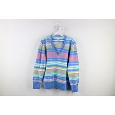 Vintage 90s Streetwear Womens 1X Rainbow Striped Color Block Knit V-Neck Sweater Womens Sweater Stain left arm. Blemishes both cuffs, front bottom, back bottom. Color faded. Has musty scent Womens size XLarge Measurements are: 22.5 inches underarm to underarm 24.5 inches top to bottom Multicolor 60% Cotton 40% Acrylic US Shipping is FREE, Canada is $15 and International is $24 Check out my other items in my store! T168 Y2k V-neck Sweater For Fall, Y2k Style V-neck Sweater For Fall, Y2k V-neck Fall Sweater, Multicolor V-neck Sweater For Layering, 90s Style Long Sleeve Spring Sweater, Retro Multicolor V-neck Sweater, 90s V-neck Tops For Fall, Multicolor Retro V-neck Sweater, 90s Style Long Sleeve Knitted Sweater