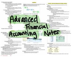 the words advanced financial accounting notes written in green and black on top of a white background