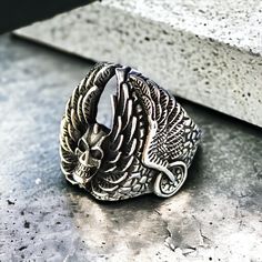 Skull & Wings Silver Ring , Silver Skull Ring , Silver Ring With Devil Wings , 925 Silver Turkish Handmade Mens Ring , Gothic Ring , Gift for Him , Birthday Gift , Anniversary Gift , Easter Gift , Father's Day Gift , Same Day Free Fast Shipping  ✓ PRODUCT FEATURES : ✧ Handmade Item ✧ Materials: 925 Sterling Silver ✧ We send it together with a Cebeci Silver gift box, a silver cleaning cloth and a surprise gift. ✧ Ring Weight : 12 Grams  ✓USAGE DETAILS : * Silver jewelry is very sensitive to chemi Devil Wings, Skull Wings, Gothic Ring, Silver Skull Ring, Silver Gift Box, Gothic Rings, Mens Ring, Skull Ring, Ring Silver