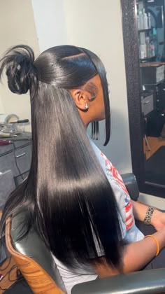 This style so cute 💕 on @raven.brooks Book under “HALF UP/HALF DOWN” Link in bio⬆️ 📍DALLAS,TX📍 #halfuphairstyle #quickweave… | Instagram Still Press Hairstyles, Wigs With Styles, Quickweave Half Up Half Down Styles, 3 Part Hairstyles, Cute So In Hairstyles, Half Up Half Down Curly Wig Hairstyles, Up Do Half Up Half Down, V Part Quick Weave Half Up Half Down, Half And Half Quick Weave