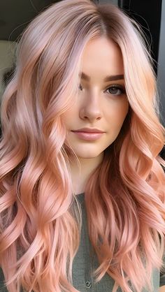 Make a statement in 2025 with peach hair! Perfect for anyone seeking a unique yet versatile color, peach tones range from subtle to striking. Check out gorgeous ideas to transform your style and infuse a fresh, lively vibe into your hair game this year. Hair Color Rose Gold Blonde, Strawberry Blonde Pink Hair, Dark Peach Hair Color, Peach Hair Color Rose Gold, Salmon Hair Color, Light Peach Hair, Pink And Peach Hair, Natural Pink Hair