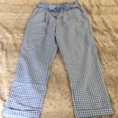 Nwot - Pull On - No Real Stretch - Roller Cuff 12”-14” Waist 20” Hip 24” Inseam 13” Rise Spring Plaid Loungewear Pants, Summer Plaid Pants For Loungewear, Summer Plaid Loungewear Pants, Day Out Gingham Bottoms With Pockets, Casual Gingham Pants For Summer, Gingham Bottoms With Pockets For Picnic, Gingham Bottoms For Spring Loungewear, Spring Gingham Loungewear Bottoms, Casual Gingham Trousers