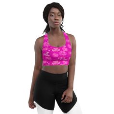 ABOUT Unleash your wild side in the Empower Longline Sports Bra! Designed in hot pink, it's stylish and supportive, keeping you empowered during workouts. The longline design provides extra coverage and comfort, so go ahead and be fierce! DETAILS Scoop neckline and racerback Compression fit Openings for removable padding Extra shoulder support Removable padding included Double-layered front Longline silhouette Mesh lining with openings for removing padding CARE INSTRUCTIONS Follow care instructi Shoulder Support, Go Ahead, In Hot, Long A Line, Scoop Neckline, Hot Pink, Care Instructions, Sports Bra, Mesh