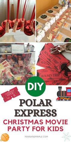 the polar express christmas movie party for kids is featured in this collage with pictures