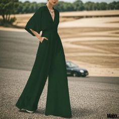 Majxx – Formal Attire Jumpsuit with Deep High Waist and Wide-Leg Pants – Majxx Solid High-waisted Spring Jumpsuits And Rompers, Green Stretch Jumpsuits And Rompers For Workwear, Spring Stretch Full Length Pantsuit, Spring Stretch Full-length Pantsuit, Green Wide-leg Jumpsuits And Rompers For Spring, Green Wide Leg Jumpsuits And Rompers For Spring, Green Fitted Wide-leg Jumpsuits And Rompers, Summer Workwear Full-length Jumpsuits And Rompers, Full-length Summer Jumpsuits For Work