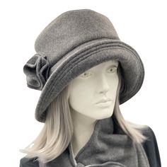 Boston Millinery's cozy winter cloche with an equidistant brim and accessorized with a fleece brooch Luxury Chic Adjustable Cloche Hat, Cheap One Size Fits Most Hats As Gifts, Luxury Wool Cloche Hat For Formal Occasions, Cheap One Size Fits Most Hats For Gifts, Bespoke Hats, Cloche Hats, Fleece Hats, Flapper Hat, Couture Hats