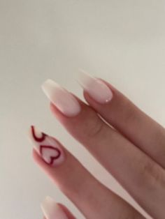 Horrible Nails, Sweetheart Nails, Milky Nails, Colorful Nails, Grunge Nails, Soft Nails, Red Nail, Manicure Ideas, Heart Nails