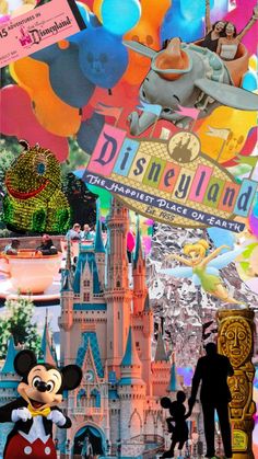 disney land collage with mickey and minnie mouse