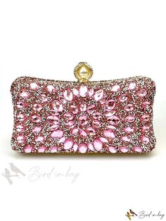 Bird in Bag - Rhinestone-Decorated Fashionable Party Clutch Bag with Crossbody and Handheld Strap Rhinestone Handheld Evening Bag For Party, Handheld Rhinestone Evening Bag For Party, Rectangular Rhinestone Clutch For Prom, Embellished Rectangular Evening Bag For Prom, Party Clutch With Rhinestones, Prom Evening Bag Embellished With Crystals, Glamorous Party Bag With Rhinestones, Crystal Embellished Evening Bag For Prom, Embellished Crystal Evening Bag For Prom