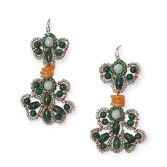 These beaded beauties of green gemstone dangling malachite and elbaite earrings along with amber are set off with seed beads to give it an iridescent look. The rich deep stones offset with the amber and seed beads deliver something special. Made by a husband and wife team that knows how to use gemstones in novel ways these earrings are stunners. Handcrafted earrings in a design that says classic with modern overtones. These one-of-a-kind gemstone earrings are something special and perfect for th Green Jade Earrings With Natural Stones, Green Gemstone Dangle Chandelier Earrings, Elegant Gemstone Beads Drop Earrings, Green Jade Jewelry With Dangling Beads, Elegant Beaded Jade Earrings, Green Jade Gemstone Bead Earrings, Green Gemstone Bead Drop Earrings, Green Jade Earrings With Gemstone Beads, Jade Beaded Drop Earrings