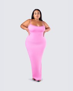 It really doesn't take much effort for a bad b*tch to look good 💅🏼 Be the type they’ll talk about forever in this subtle, but elegant pink strappy fitted maxi dress - made from a compact knit and complete with a lace trim 💗 Pink Fitted Maxi Dress With Spaghetti Straps, Pink Bodycon Maxi Dress With Spaghetti Straps, Pink Spaghetti Strap Maxi Dress For Night Out, Pink Maxi Dress With Spaghetti Straps For Night Out, Chic Pink Maxi Bodycon Dress, Pink Maxi Length Bodycon Dress For Night Out, Pink Maxi Length Slip Dress, Pink Bodycon Dress With Built-in Bra, Pink Stretch Maxi Dress For Night Out