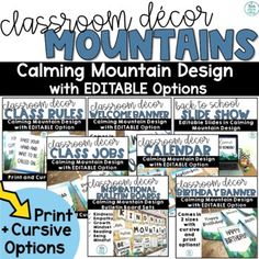 classroom decor for mountain design with editable options