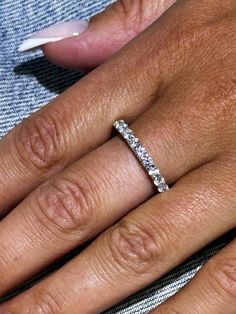 METAL:  14K WHITE GOLD .585   COLOR: SILVER  STONES:  SIMULATED WHITE SAPPHIRES    SIZE: 7 (custom sizes available upon request) Eternity Band Ring, Bridal Gift, Eternity Band, Bridal Gifts, White Sapphire, Eternity Bands, Rings Statement, Band Ring, Band Rings