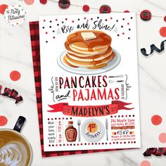 pancakes and pajamas madelyn's birthday party printables are on display